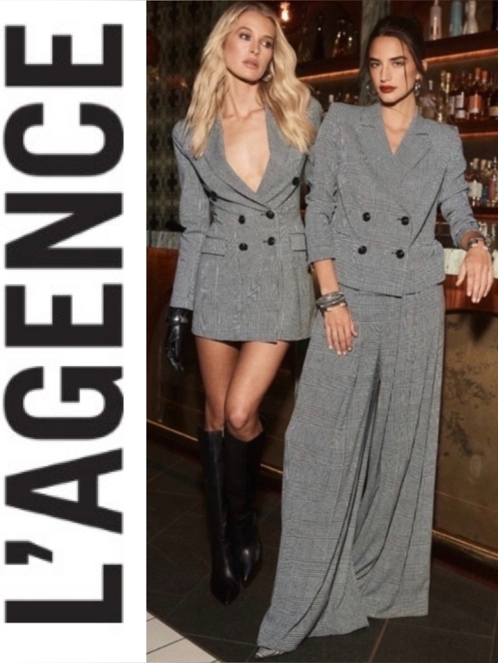 L’AGENCE Atmore Houndstooth Blazer & Nova Wide Leg Pant